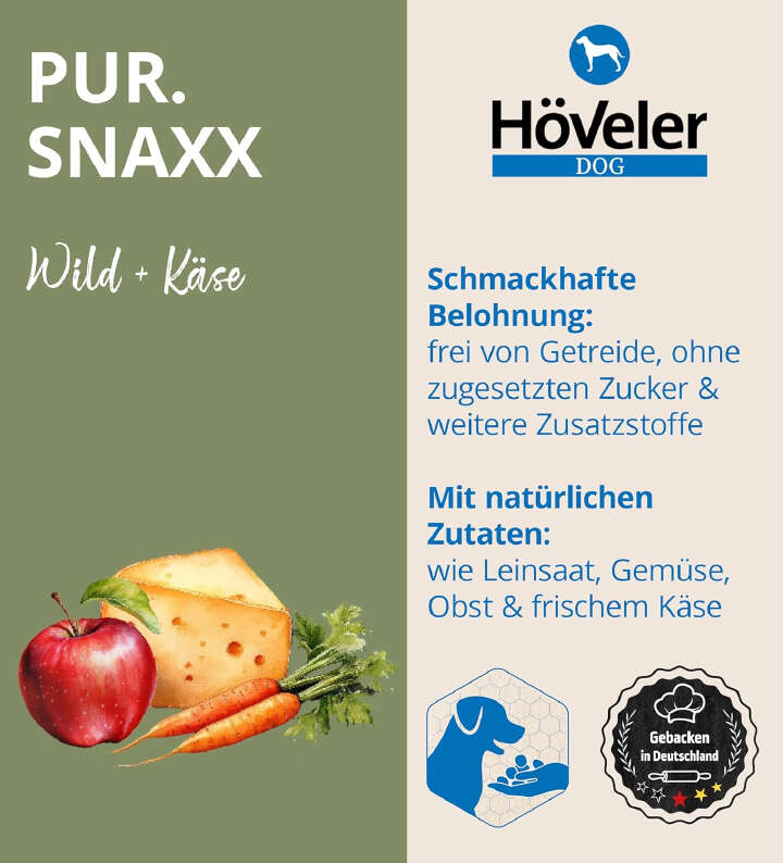 Höveler DOG Pur.SNAXX Wild + Käse Höveler DOG Pur.SNAXX Wild + Käse
